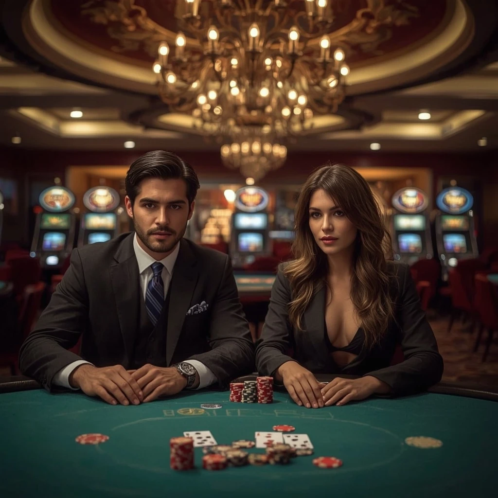 Two poker players at a Khelo Star Casino in India